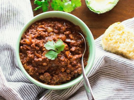 Fénykép Chile darált marhahúsból és barbecue szósszal