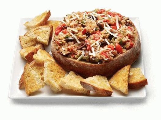 Fotó olasz egy mély kenyér tálban