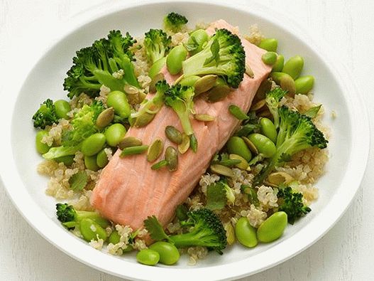Zöld teában párolt fotólazac quinoa daraval