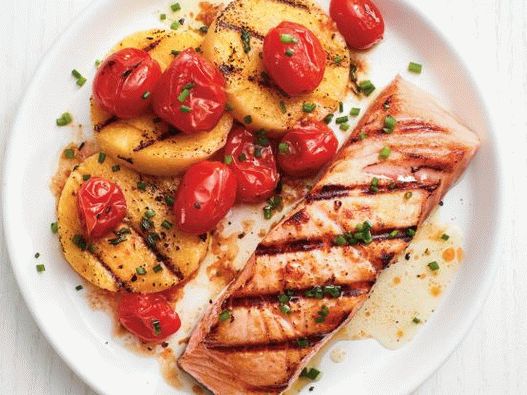 Grillezett lazac polenta fotóval
