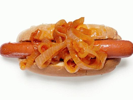 Karamellizált hagyma forró kutya