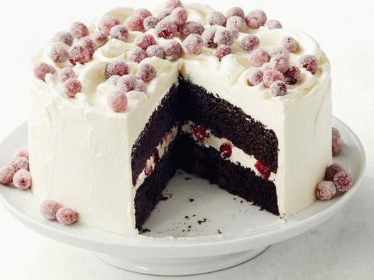 Csokoládé-mandula torta áfonya cukorral