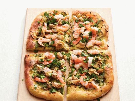 Fotópizza garnélarákkal és kagylóval