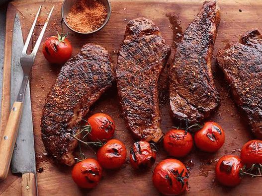 Fénykép marha steak fűszeres sóval