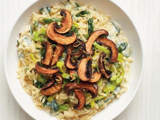 Az étel fényképe - Orzo krémes tészta póréhagymával és sampinyonttal